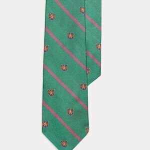 Polo Ralph Lauren Silk Repp Club Tie Light Green Pink Stripe Gold Crest